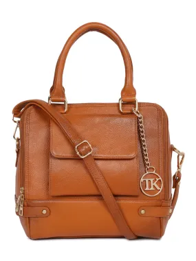 Women Leather Tan Structured Handheld Bag