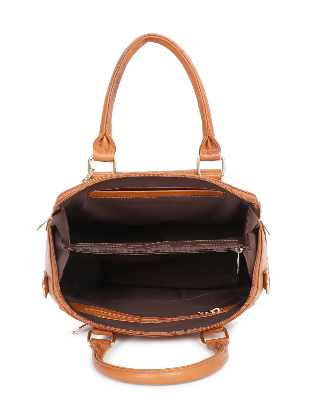 Women Leather Tan Structured Handheld Bag