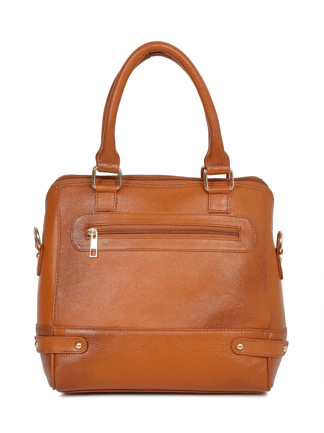 Women Leather Tan Structured Handheld Bag